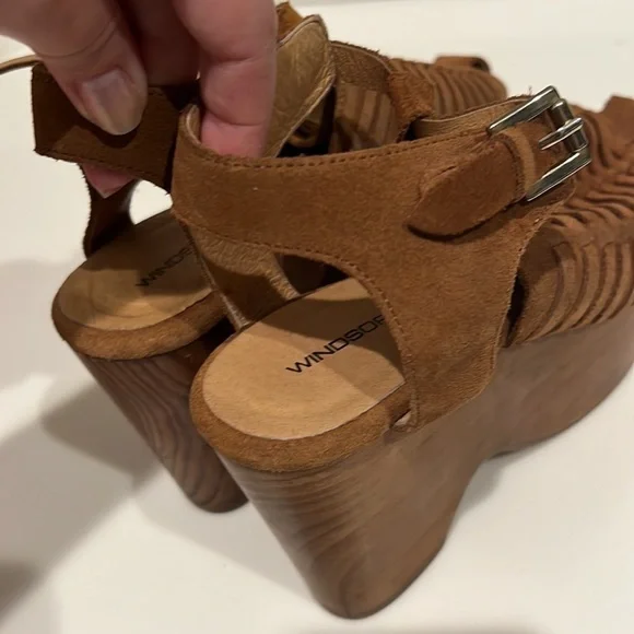 Windsor Smith chunky boho Platforms, suede leather, camel color, sz 6, TTS - Picture 6 of 11